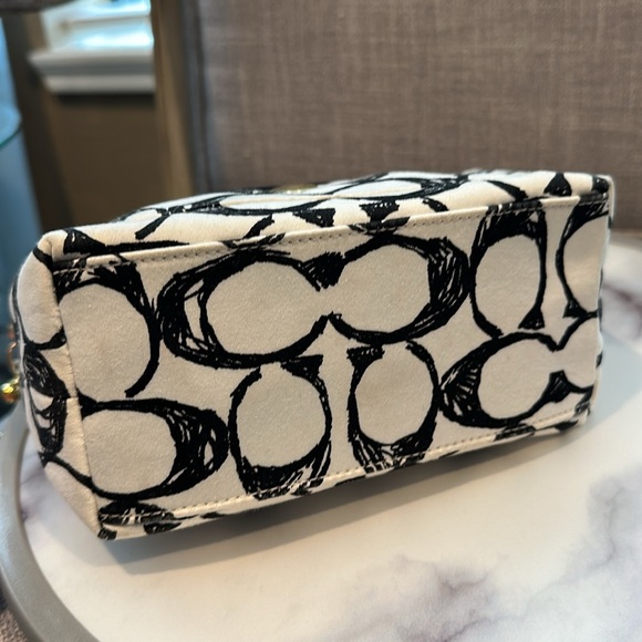 COACH—Vintage Y2K Black & White Signature Monogram Logo Mini Bag- canvas - Picture 7 of 12
